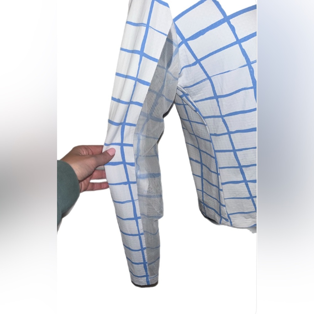 IBKUL Women's Long Sleeve SPF 50 Top in Blue and White Check- medium - Picture 4 of 6